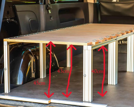 Van bed in aluminum and wood